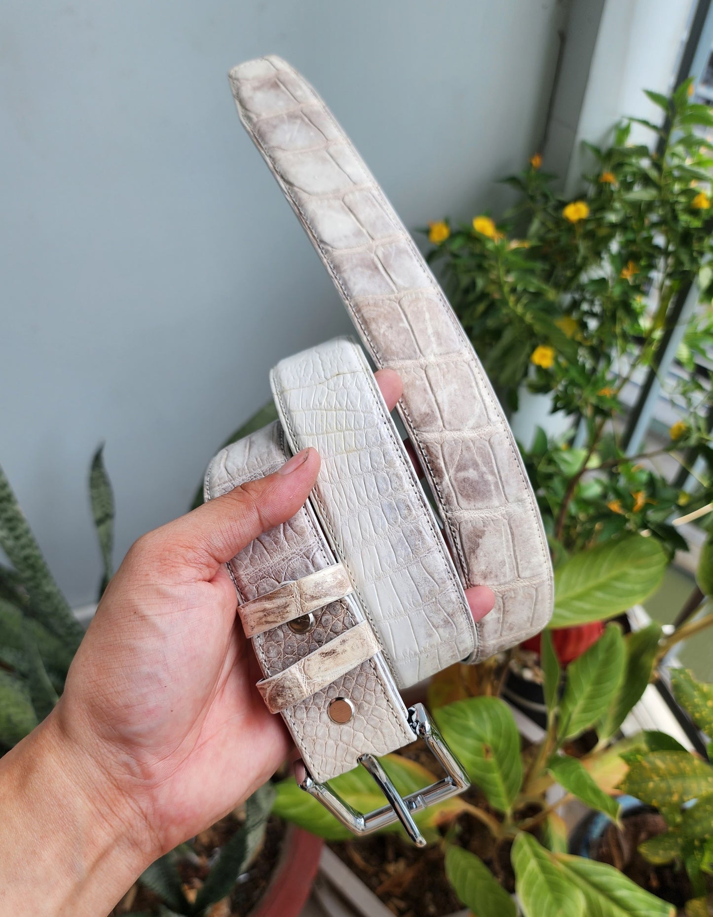 Himalaya Handmade 100% Genuine Crocodile Leather Skin Men Belt Buckle