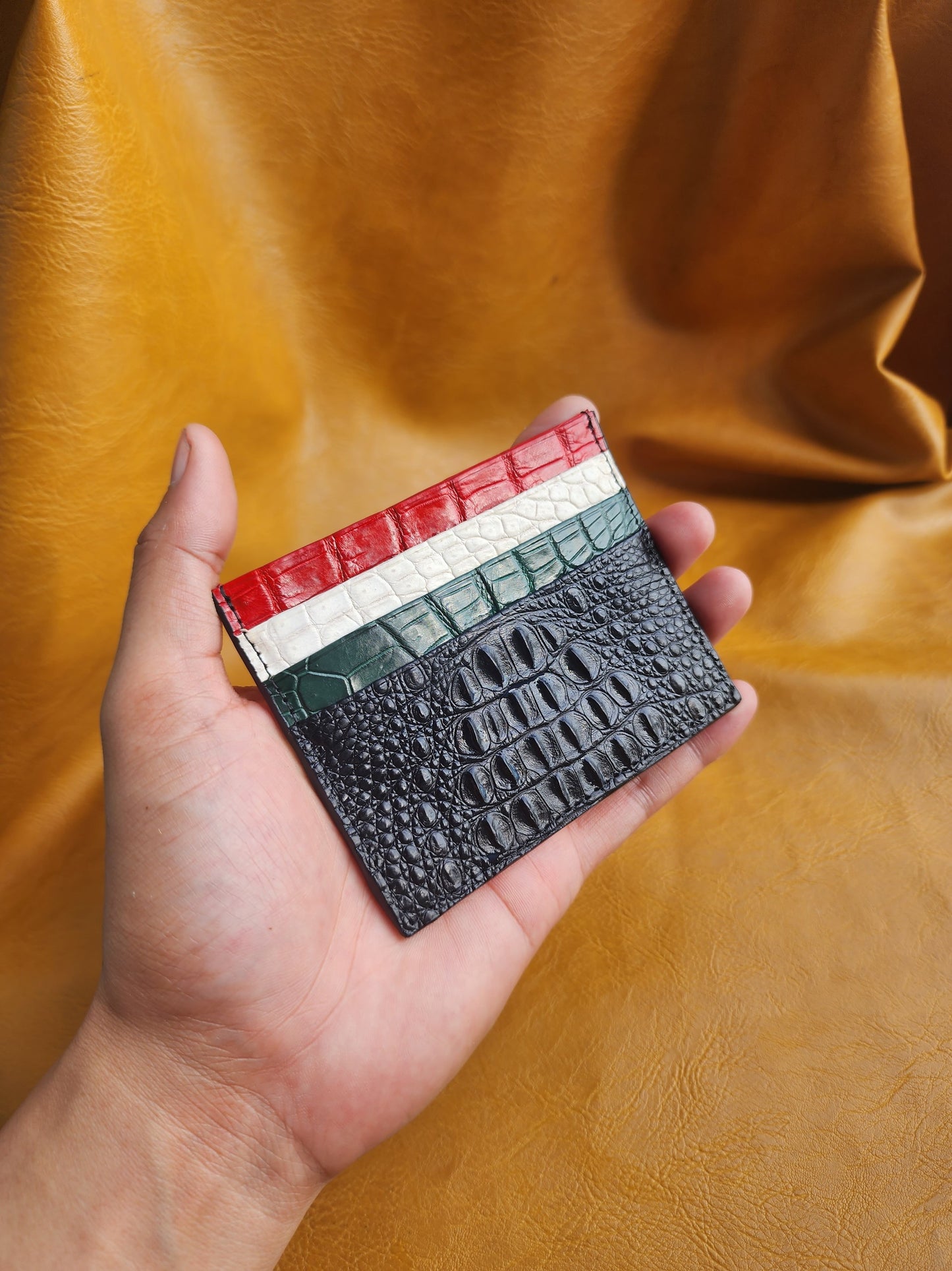 100% Handmade Genuine Exotic Crocodile Leather Skin Card Holder,Credit card
