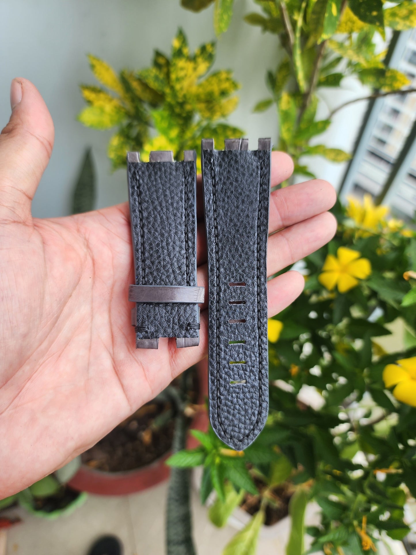 28/24 MM Gray Genuine Crocodile Leather Skin Watch strap band AP 42mm Royal Oak Offshore