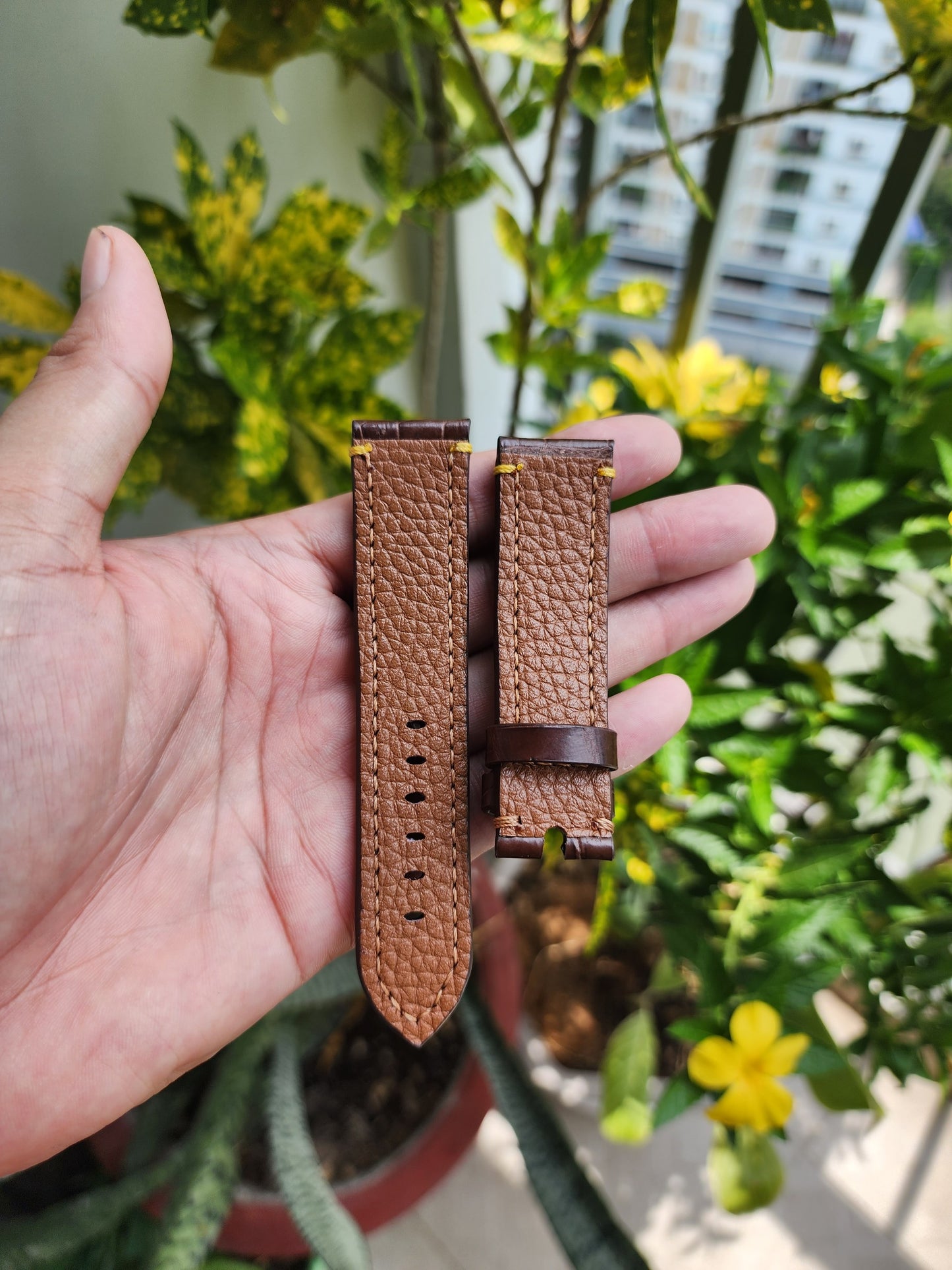 Size 22/20MM Brown Genuine Crocodile Leather Skin Watch strap band