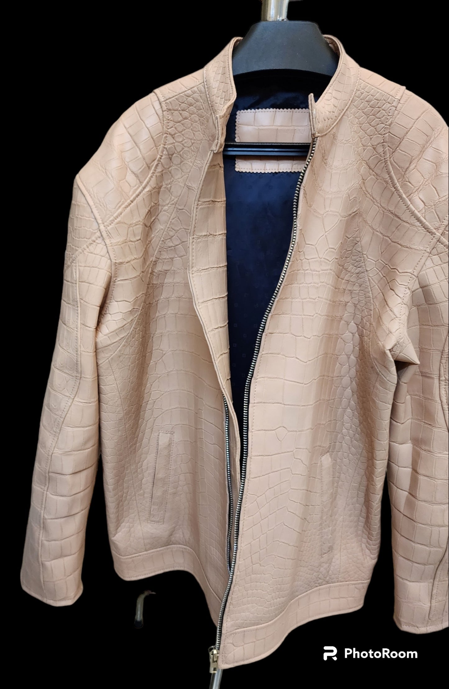 Ivory Cream Luxury Genuine Crocodile Leather Skin Men Sport Jacket,Coat,PRE-ORDER