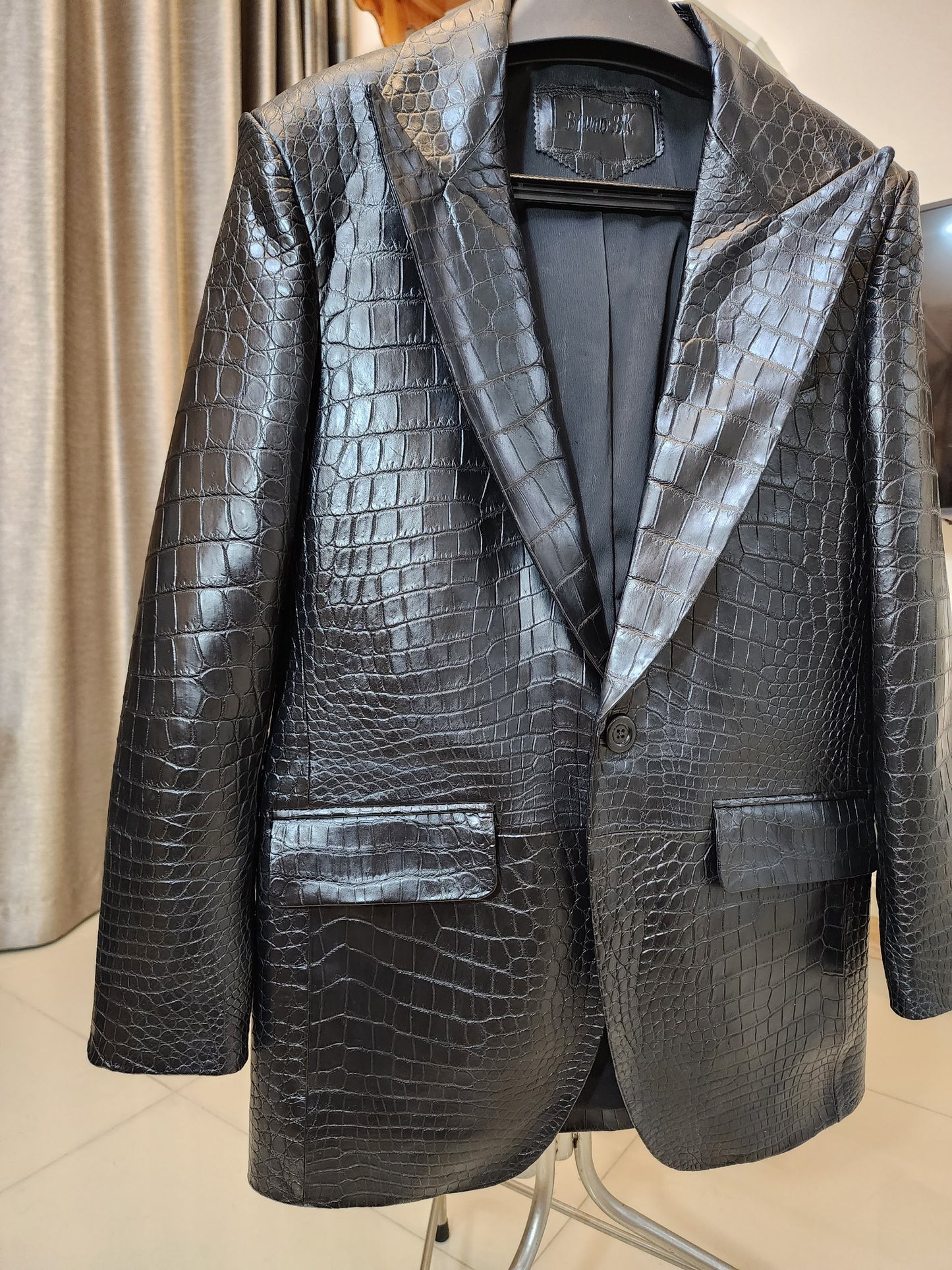 Black Luxury Genuine Crocodile Leather Skin Men Vest/Suits Jacket,Coat,PRE-ORDER