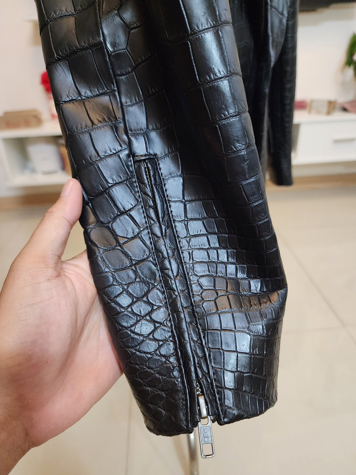 Black Luxury Genuine Crocodile Leather Skin Men Vest/Suits Jacket,Coat,PRE-ORDER