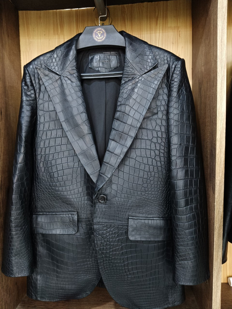 Black Luxury Genuine Crocodile Leather Skin Men Vest/Suits Jacket,Coat,PRE-ORDER