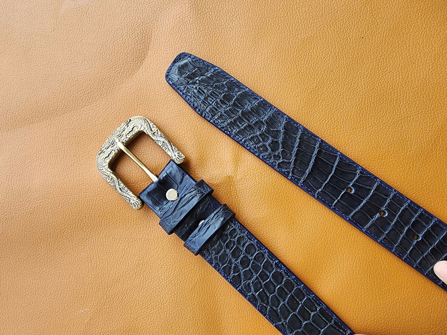 Handmade 100% Genuine Crocodile Leather Skin Men Belt Buckle