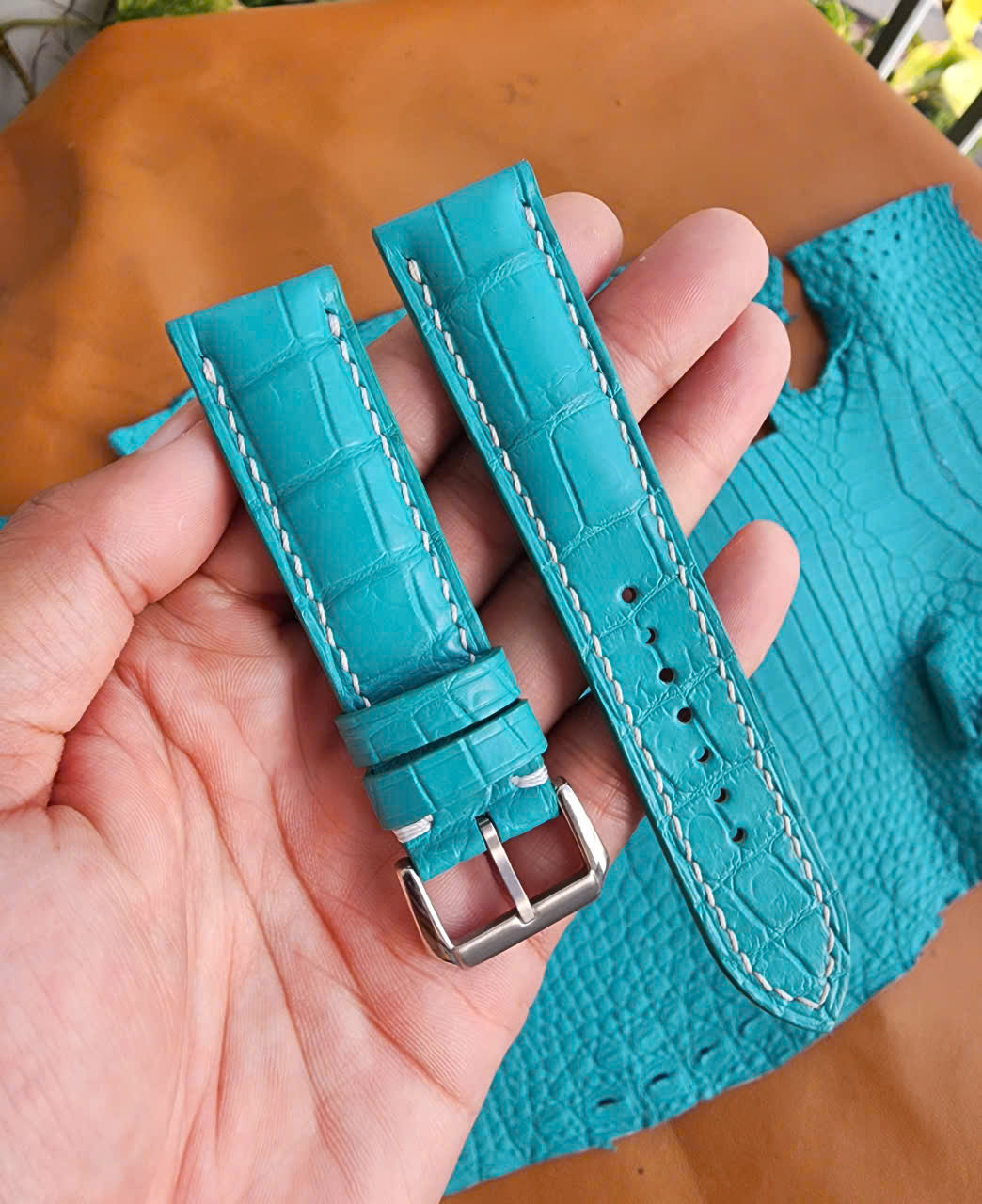 Turquoise 100% Genuine Alligator Leather Skin Watch strap band