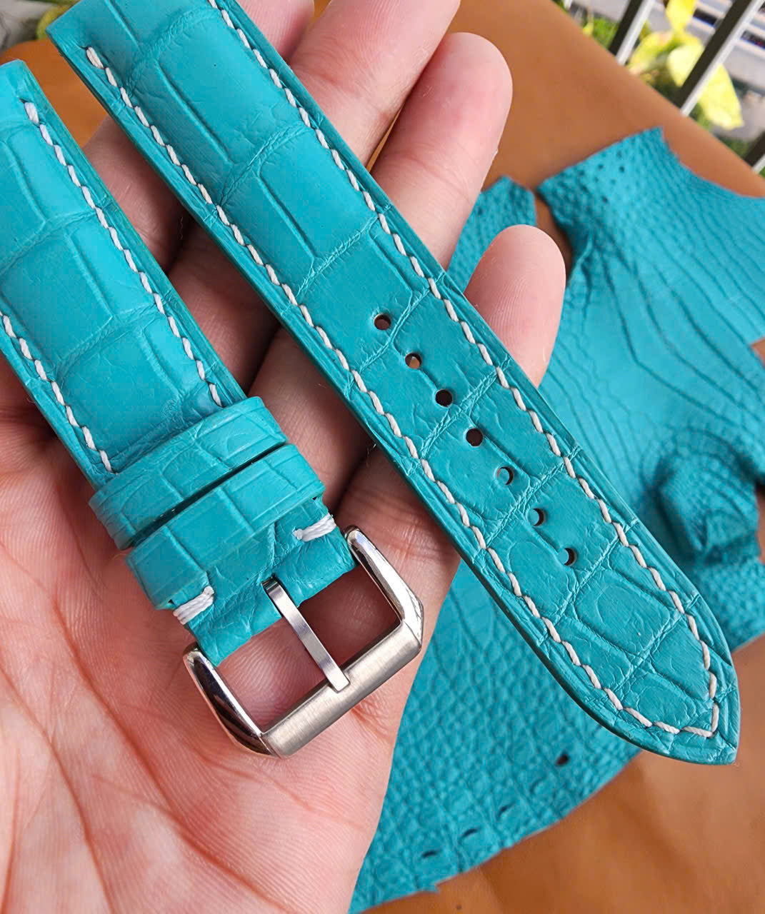 Turquoise 100% Genuine Alligator Leather Skin Watch strap band