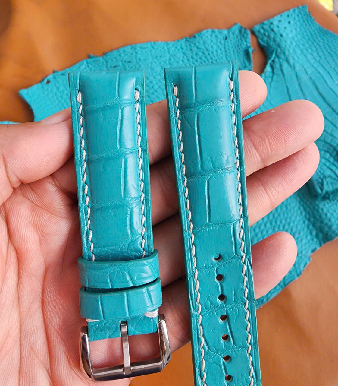 Turquoise 100% Genuine Alligator Leather Skin Watch strap band