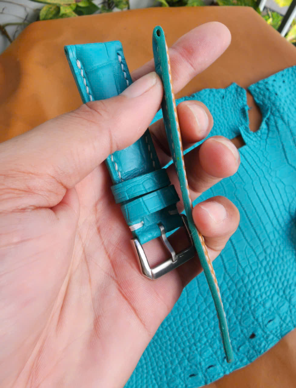 Turquoise 100% Genuine Alligator Leather Skin Watch strap band