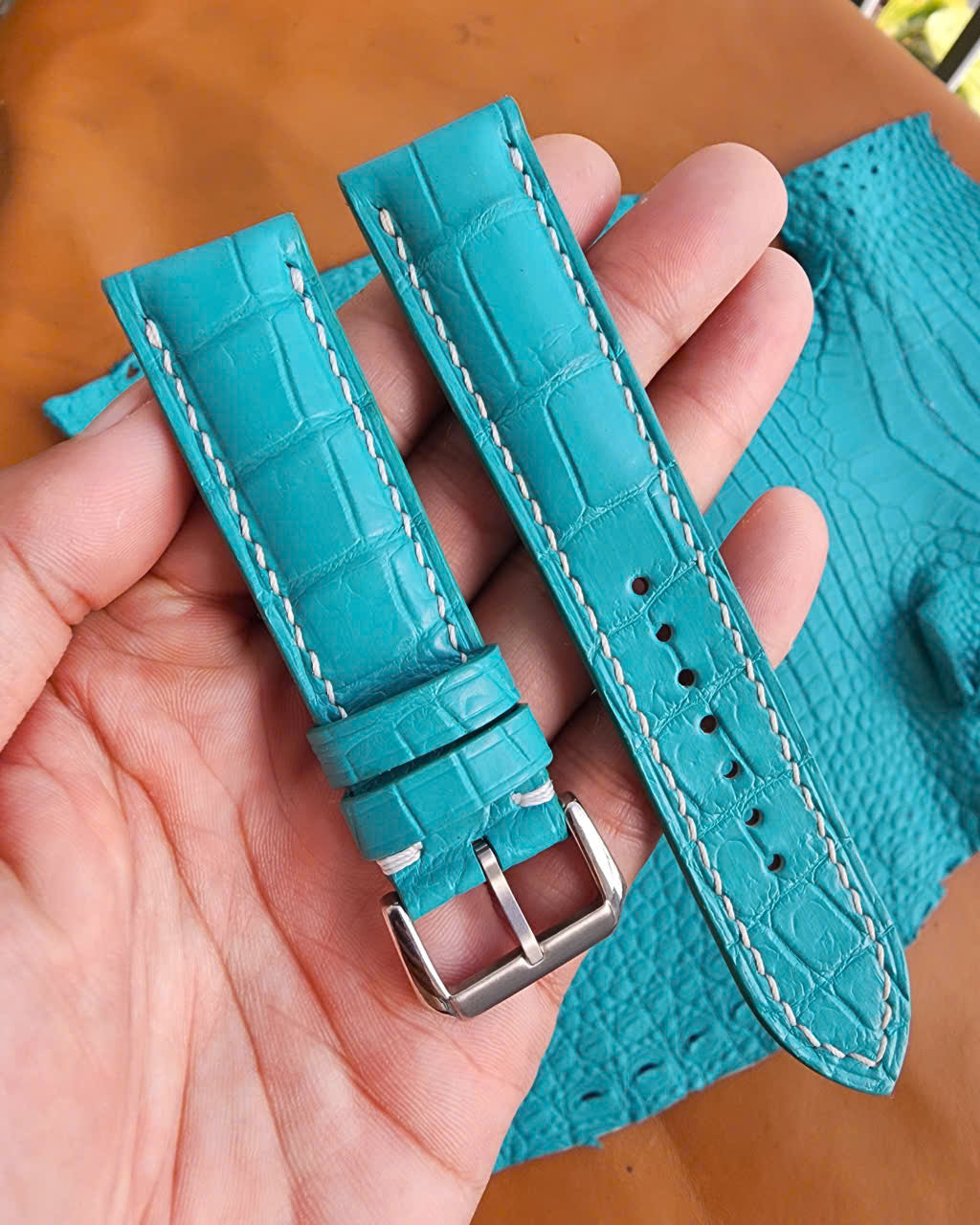 Turquoise 100% Genuine Alligator Leather Skin Watch strap band