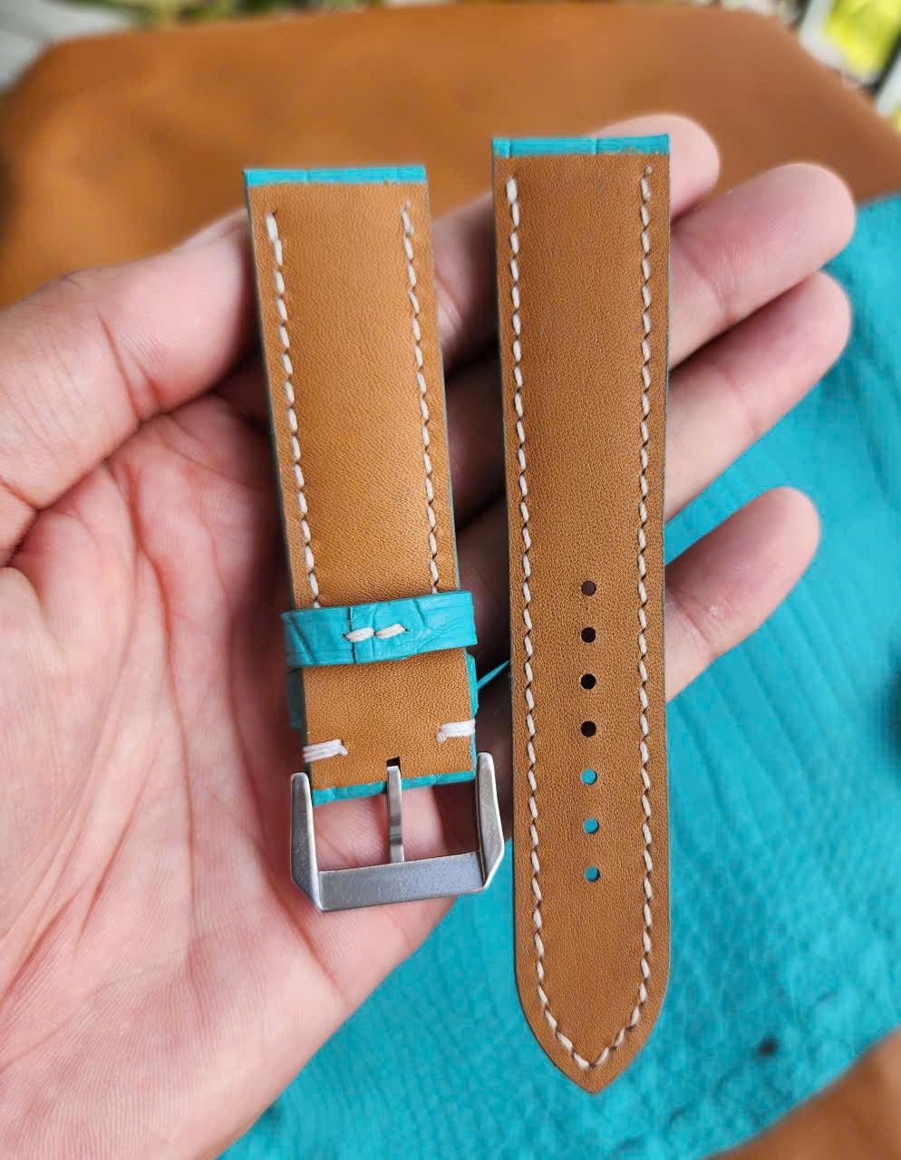 Turquoise 100% Genuine Alligator Leather Skin Watch strap band