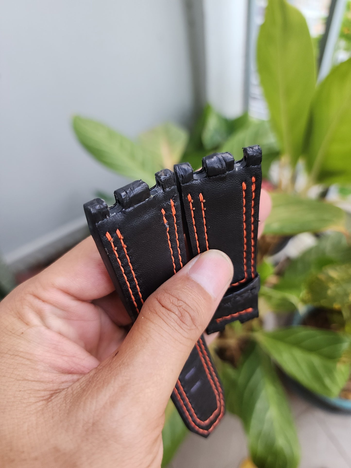 28/24 Black Genuine Hornback Crocodile Leather Skin Watch strap band AP 42mm Royal Oak Offshore