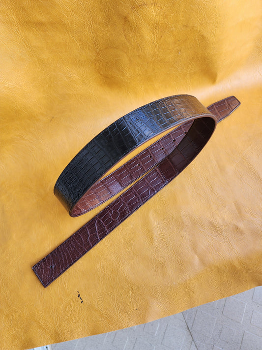 Black/Brown Handmade 100%  Doubleside Genuine Crocodile Leather Skin Men Belt H Buckle