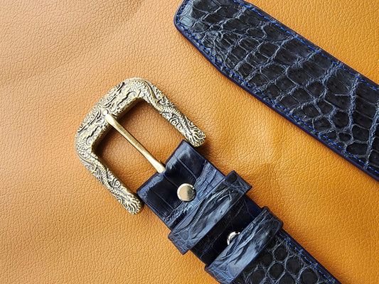 Handmade 100% Genuine Crocodile Leather Skin Men Belt Buckle